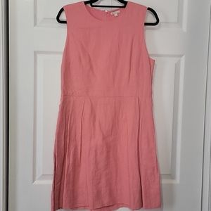 Gap Linen Fit & Flare Dress Pink Pockets Sz 10